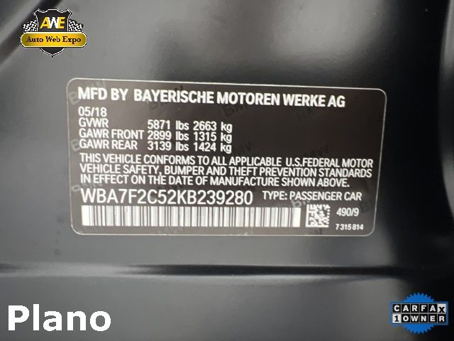 2019 BMW 750 XI WBA7F2C52KB239280