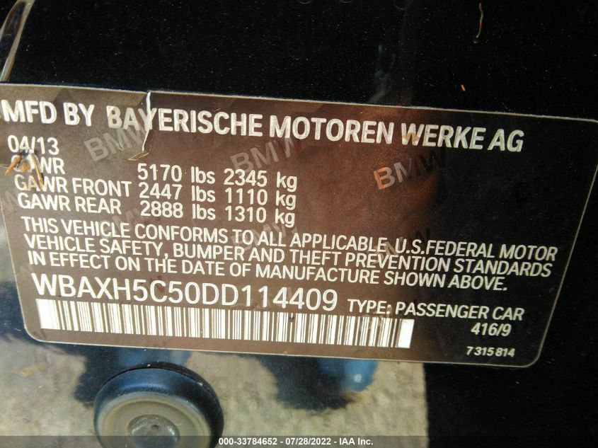 2013 BMW 528I XDRIVE WBAXH5C50DD114409
