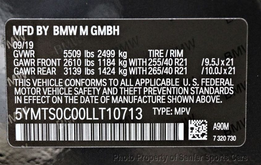 2020 BMW X3 M COMPETITION 5YMTS0C00LLT10713