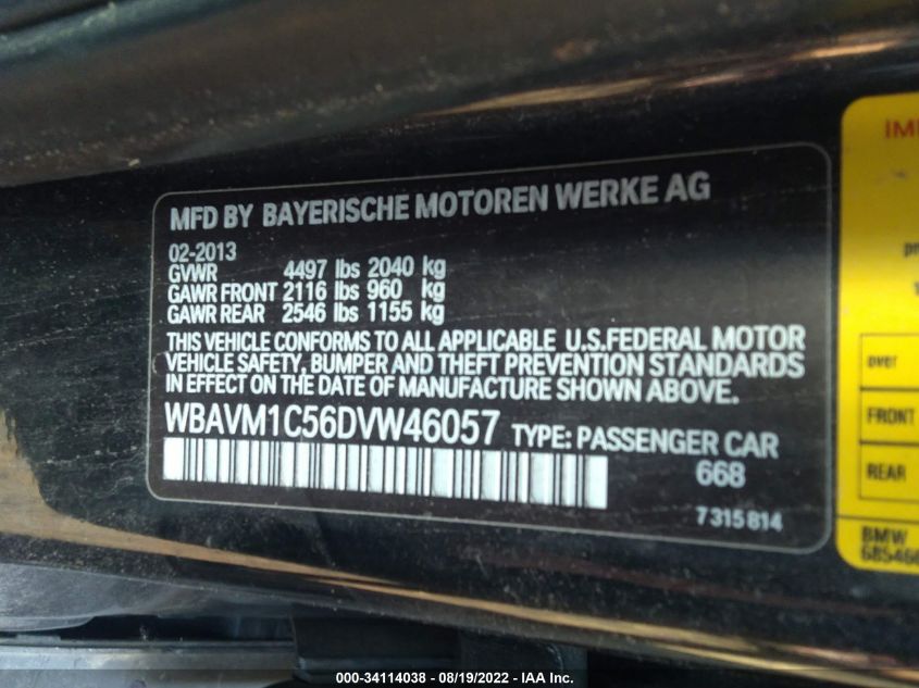 2013 BMW X1 28I WBAVM1C56DVW46057