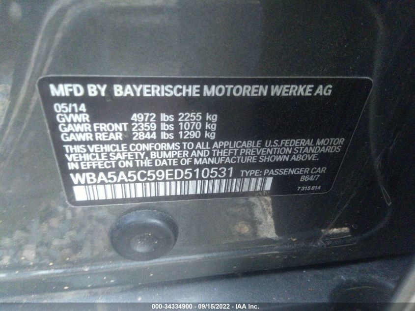 2014 BMW 528 I WBA5A5C59ED510531