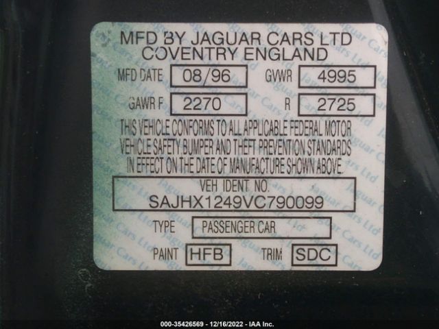 1997 JAGUAR XJ VIN: SAJHX1249VC790099