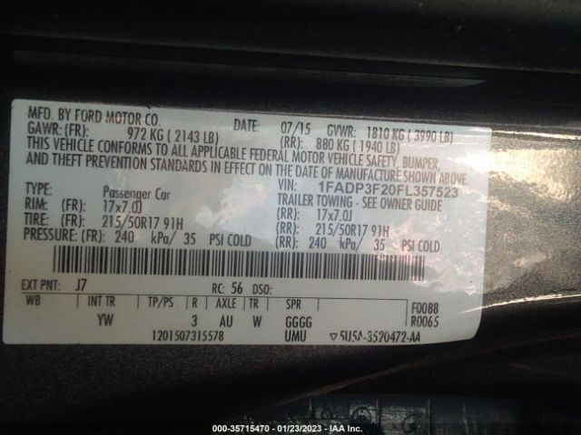 Ford FOCUS SE 2015 1FADP3F20FL357523 Thumbnail 9