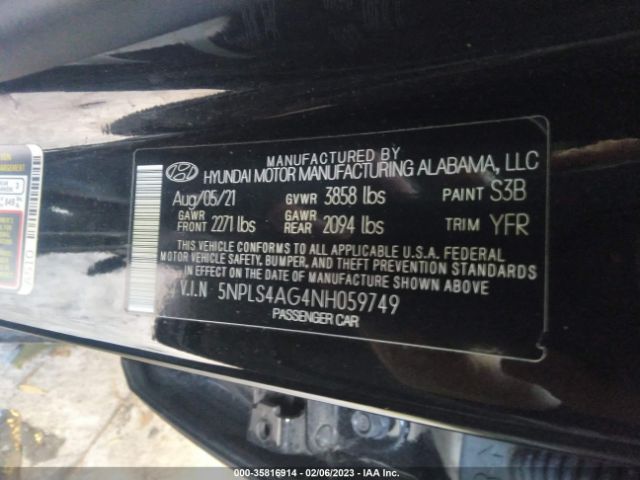 Hyundai ELANTRA SEL 2022 5NPLS4AG4NH059749 Image 9