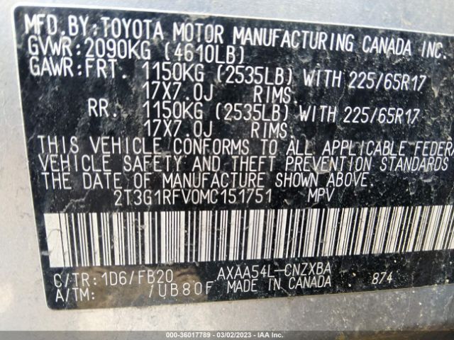 Toyota RAV4 LE 2021 2T3G1RFV0MC151751 Image 9