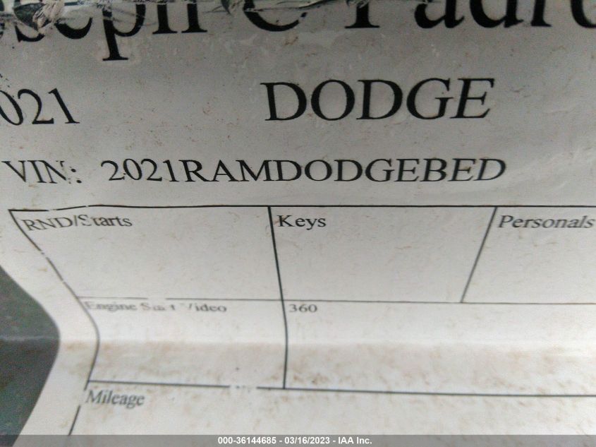 2021 DODGE RAM 2500 2021RAMDODGEBED