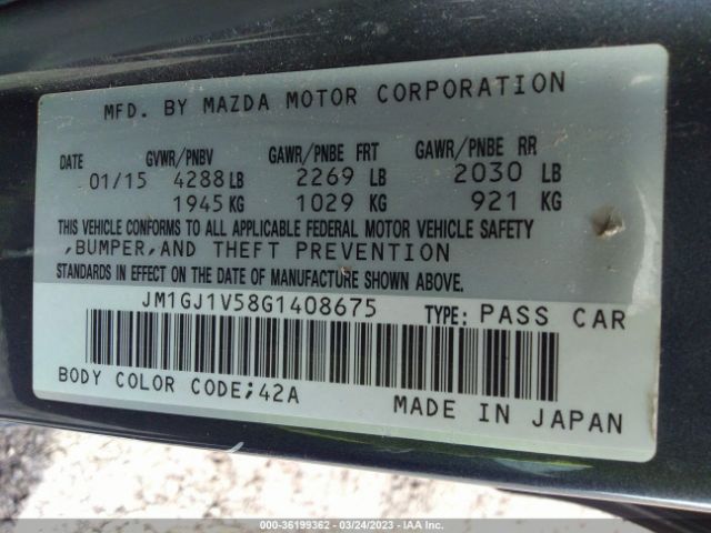 Mazda Mazda6 I Touring 2016 JM1GJ1V58G1408675 Image 9
