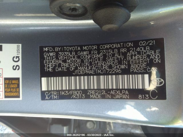 Toyota COROLLA LE 2021 JTDEPMAE1MJ172296 Image 10