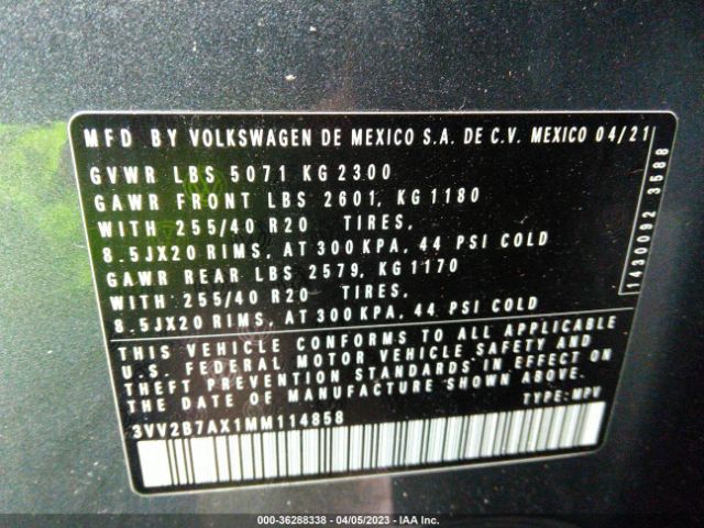 Volkswagen Tiguan Se/se R-line Black/sel 2021 3VV2B7AX1MM114858 Thumbnail 9