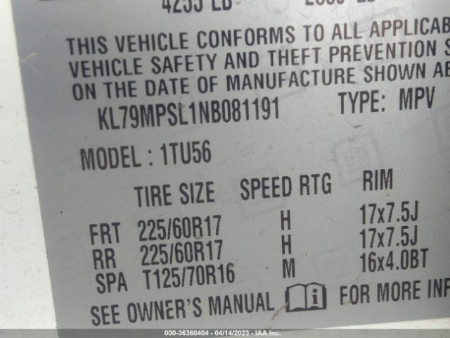 Chevrolet Trailblazer Lt 2022 KL79MPSL1NB081191 Thumbnail 9