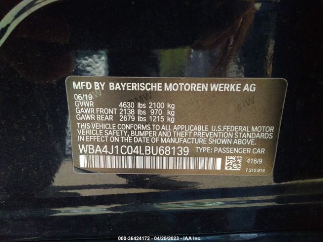 BMW 4 Series 430i 2020 WBA4J1C04LBU68139 Thumbnail 9