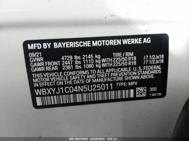 BMW X2 Xdrive28i 2022 WBXYJ1C04N5U25011 Thumbnail 9