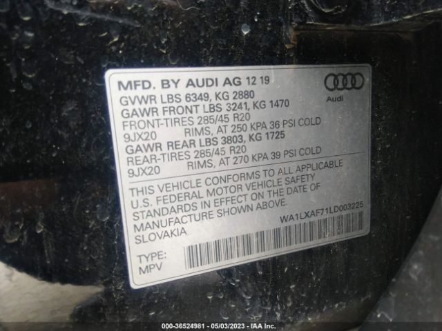 Audi Q7 Premium Plus 2020 WA1LXAF71LD003225 Image 9