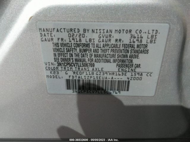 Nissan KICKS SV 2020 3N1CP5CV7LL506769 Thumbnail 10