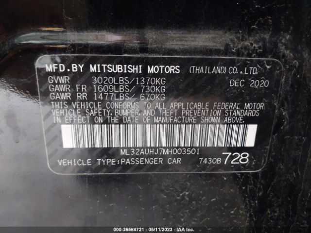 Mitsubishi Mirage Es/le/carbonite Edition 2021 ML32AUHJ7MH003501 Thumbnail 11