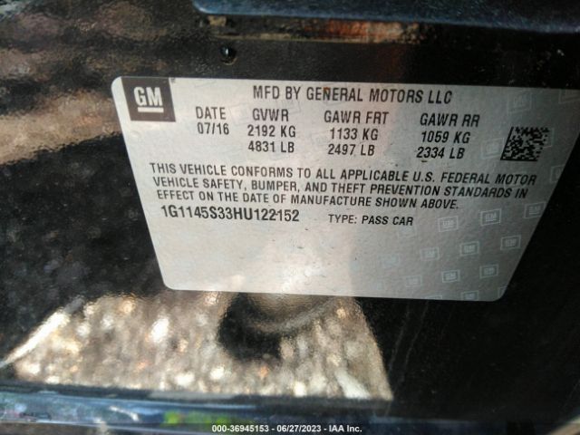 Chevrolet Impala Premier 2017 1G1145S33HU122152 Thumbnail 9