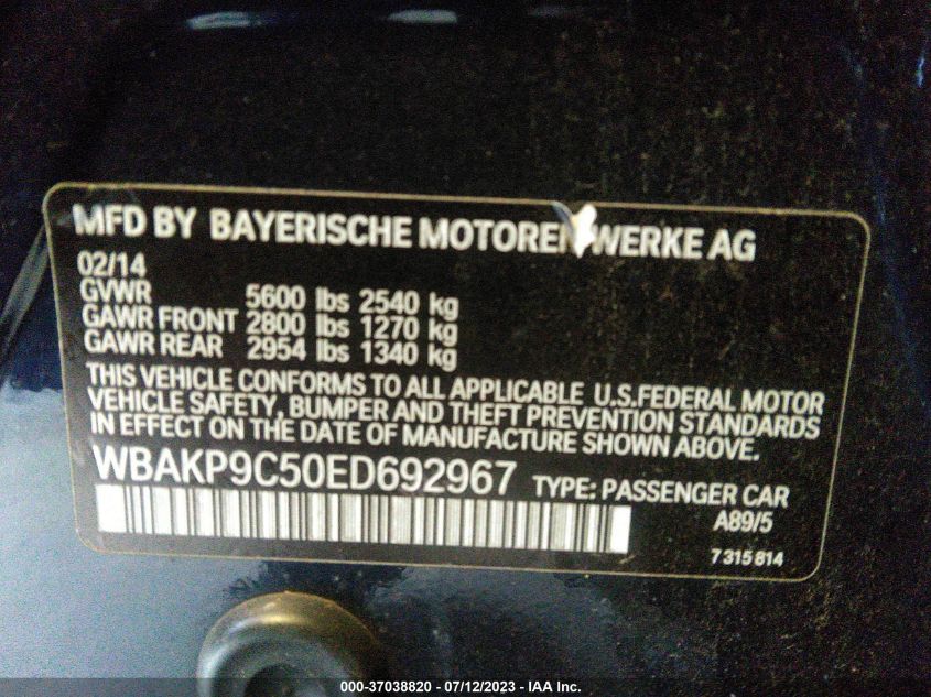2014 BMW 550I XDRIVE WBAKP9C50ED692967