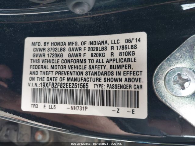 Honda Civic Sedan Ex 2014 19XFB2F82EE251565 Thumbnail 9