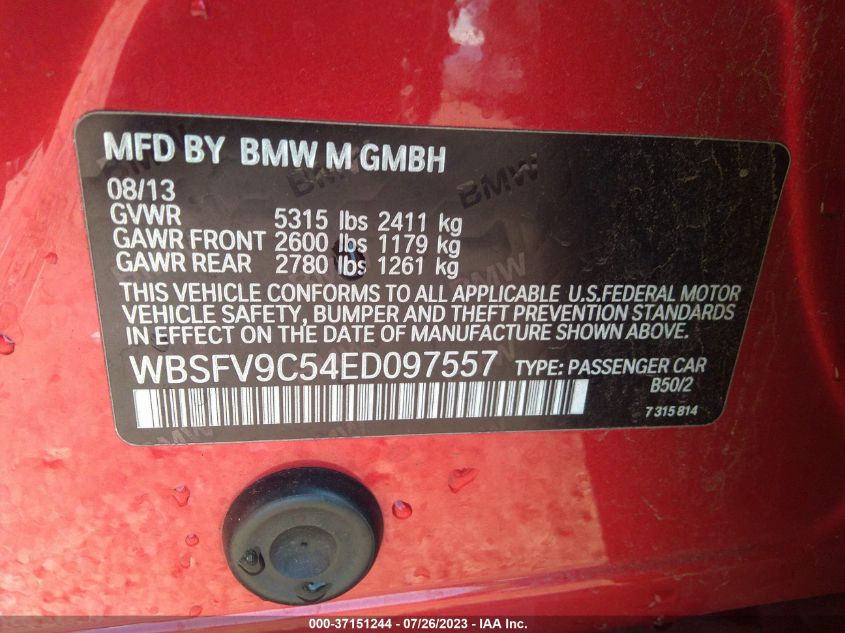 WBSFV9C54ED097557 2014 BMW M5, photo no. 9