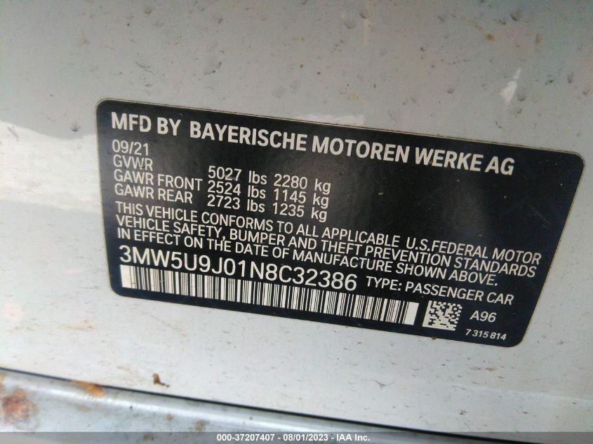 2022 BMW M340XI 3MW5U9J01N8C32386