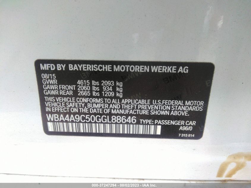 2016 BMW 428I GRAN COUPE WBA4A9C50GGL88646