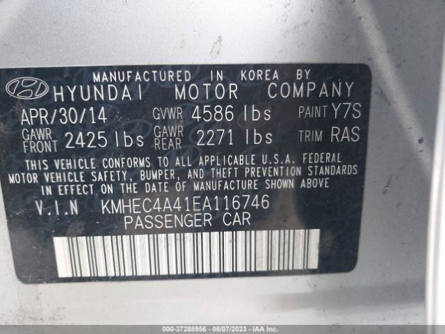 Hyundai SONATA HYBRID 2014 KMHEC4A41EA116746 Thumbnail 9