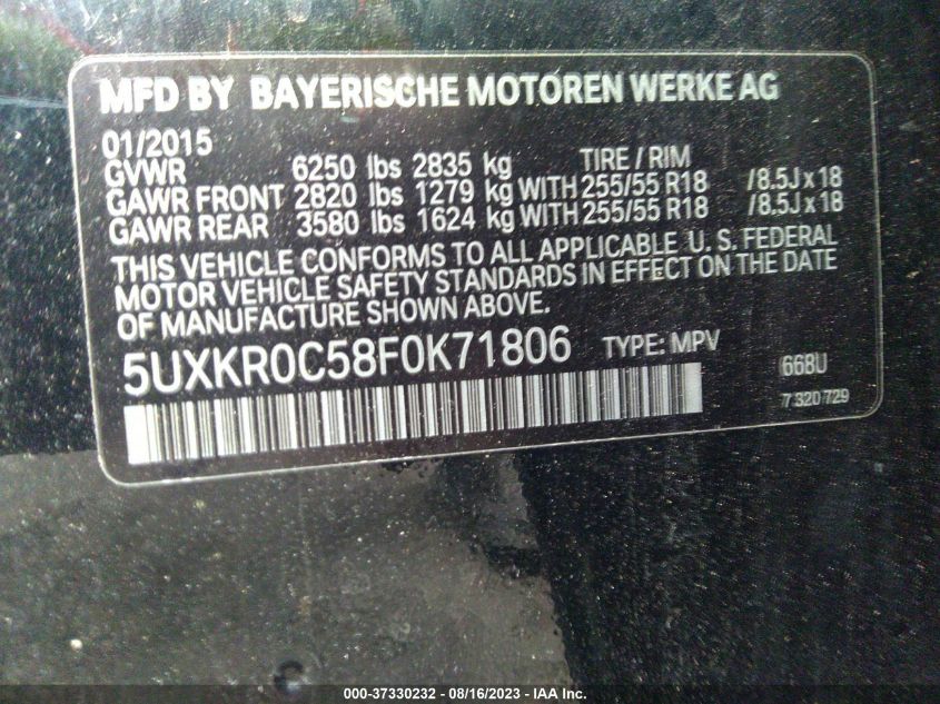 5UXKR0C58F0K71806 2015 BMW X5, photo no. 9