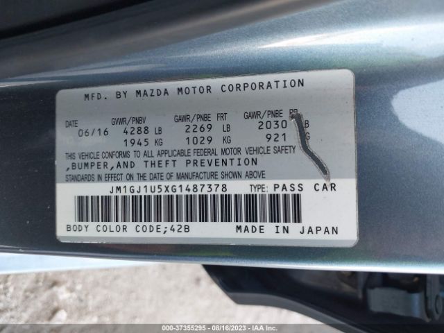 Mazda Mazda6 I Sport 2016 JM1GJ1U5XG1487378 Image 9
