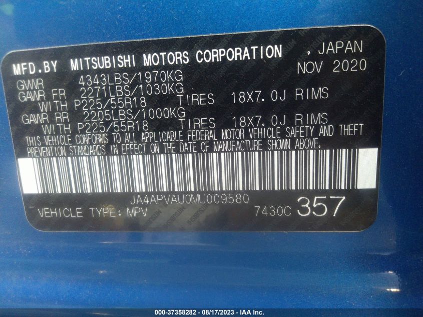 2021 MITSUBISHI OUTLANDER SPORT SE - JA4APVAU0MU009580