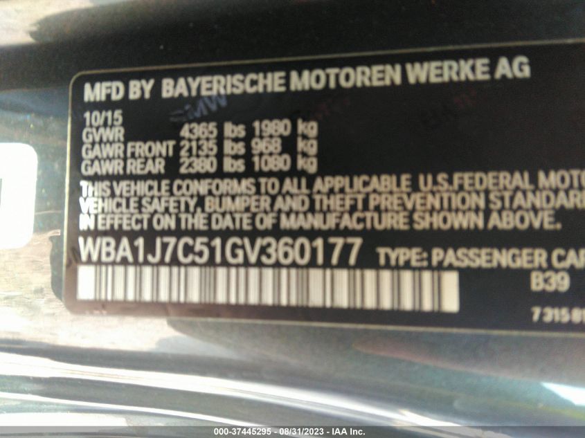2016 BMW M235I WBA1J7C51GV360177