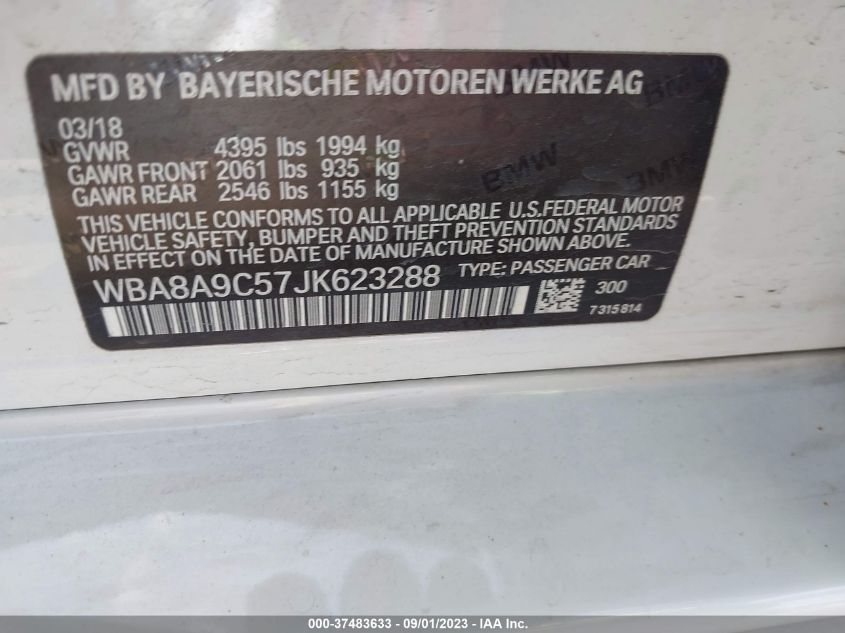 2018 BMW 320 I WBA8A9C57JK62328