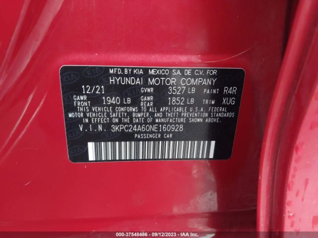 Hyundai ACCENT SE 2022 3KPC24A60NE160928 Thumbnail 9