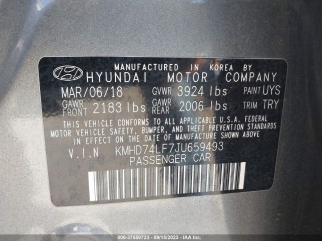 Hyundai ELANTRA SE 2018 KMHD74LF7JU659493 Image 9