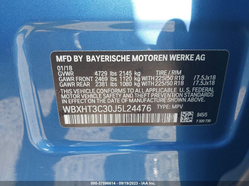 2018 BMW X1 XDRIVE28I WBXHT3C30J5L24476