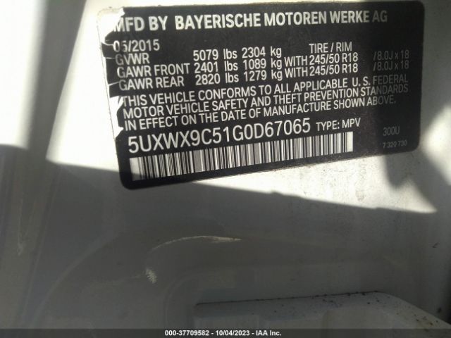 BMW X3 Xdrive28i 2016 5UXWX9C51G0D67065 Image 9