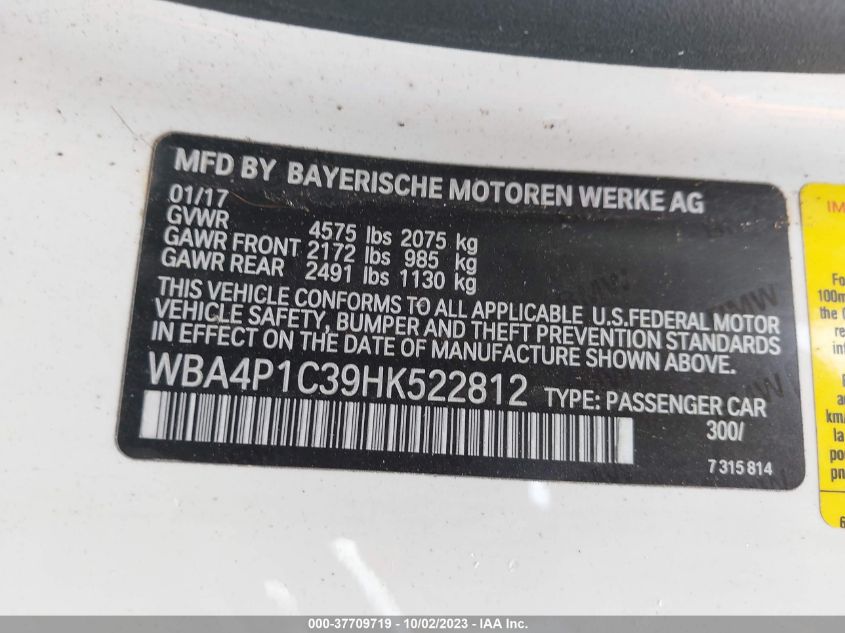2017 BMW 440I WBA4P1C39HK522812