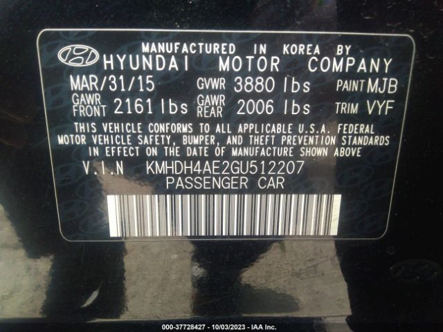 Hyundai ELANTRA SE 2016 KMHDH4AE2GU512207 Thumbnail 9