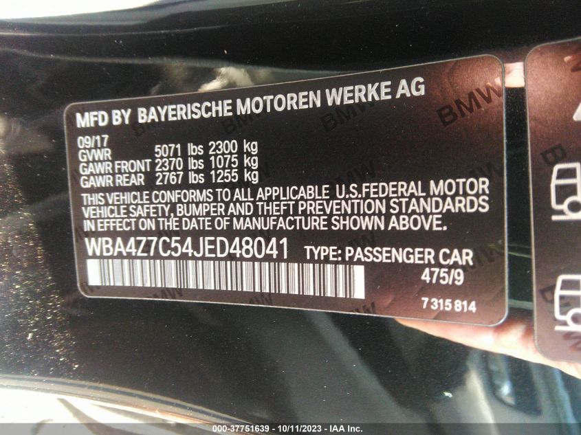 2018 BMW 440I XDRIVE WBA4Z7C54JED48041