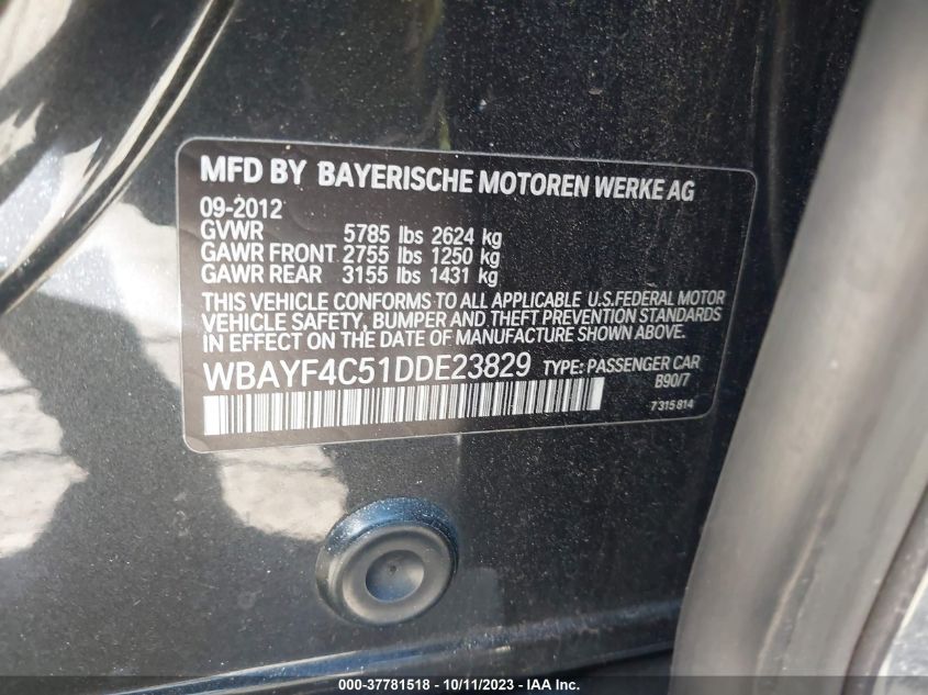 2013 BMW 740LI XDRIVE WBAYF4C51DDE23829