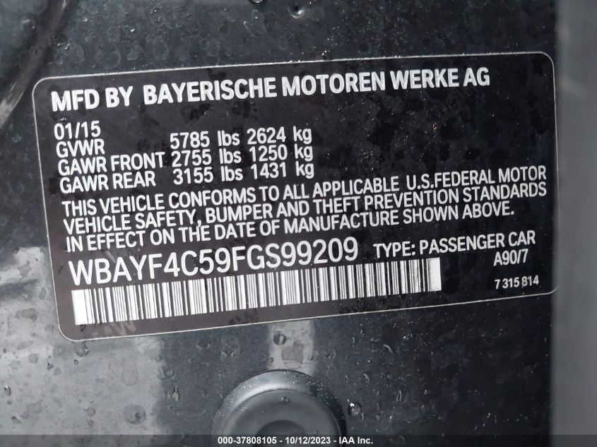 2015 BMW 740LI XDRIVE WBAYF4C59FGS99209