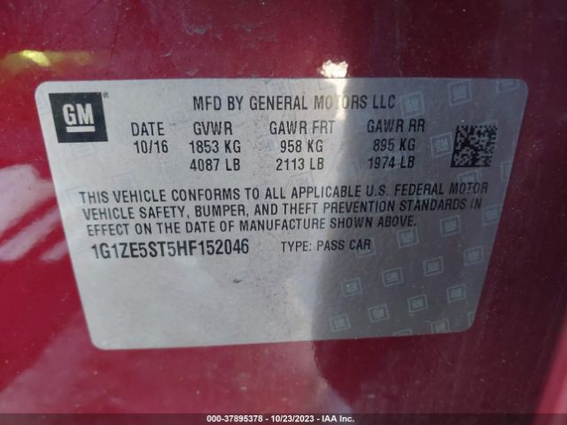 Chevrolet MALIBU LT 2017 1G1ZE5ST5HF152046 Image 9
