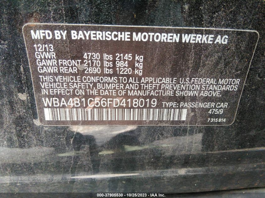 2015 BMW 435I GRAN COUPE WBA4B1C56FD418019