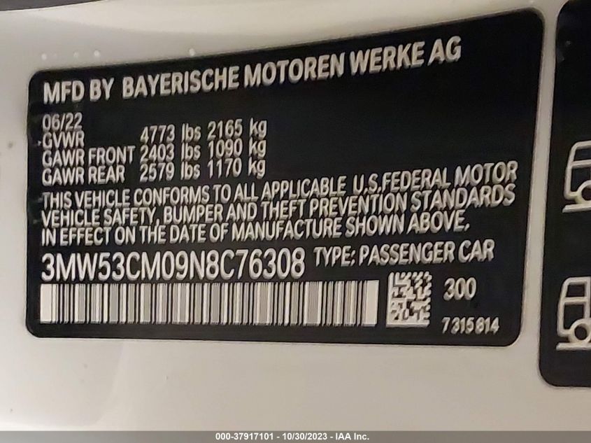 2022 BMW M240I XDRIVE 3MW53CM09N8C76308