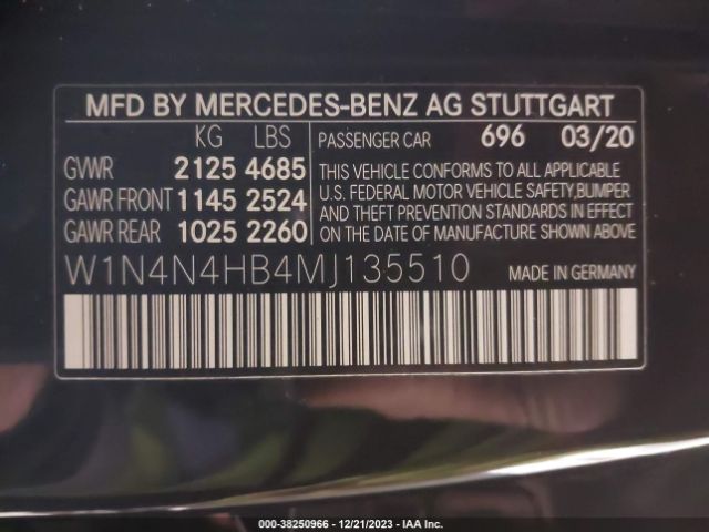W1N4N4HB4MJ135510 Mercedes-Benz Gla 250 4matic