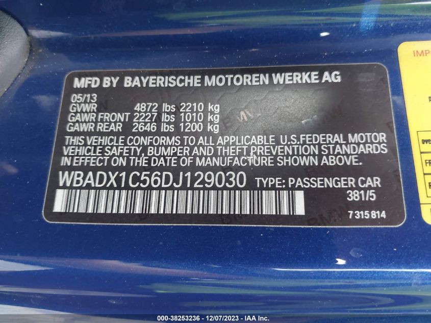 2013 BMW 335IS WBADX1C56DJ129030