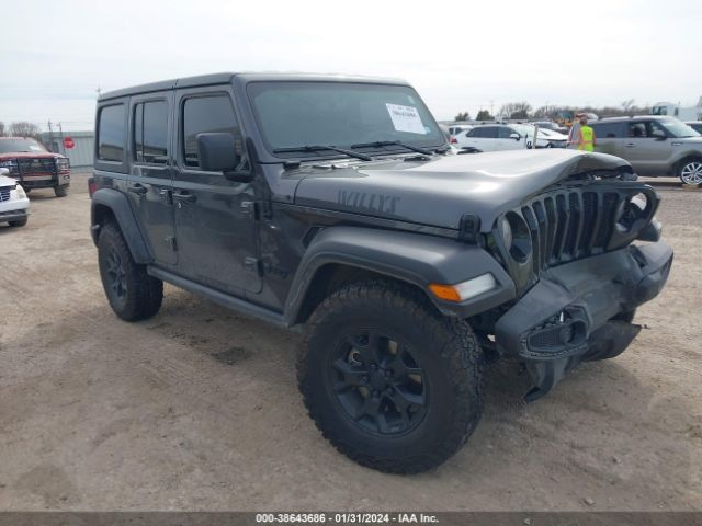Auction sale of the 2022 Jeep Wrangler Unlimited Willys 4x4, vin: 1C4HJXDM5NW131547, lot number: 38643686